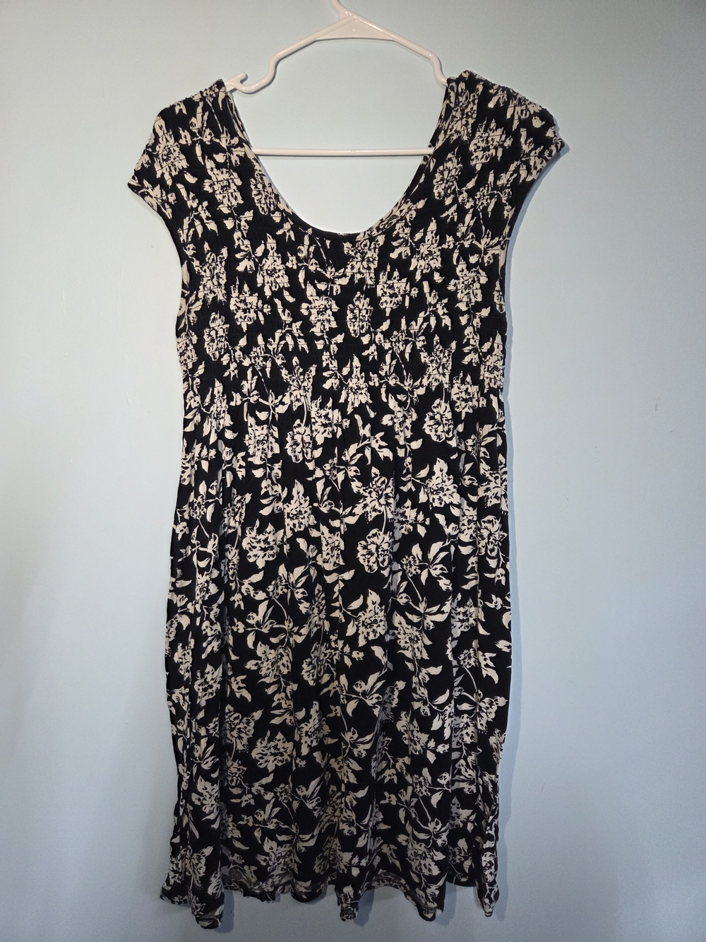 Falls Creek Black and Cream Floral Midi Dress